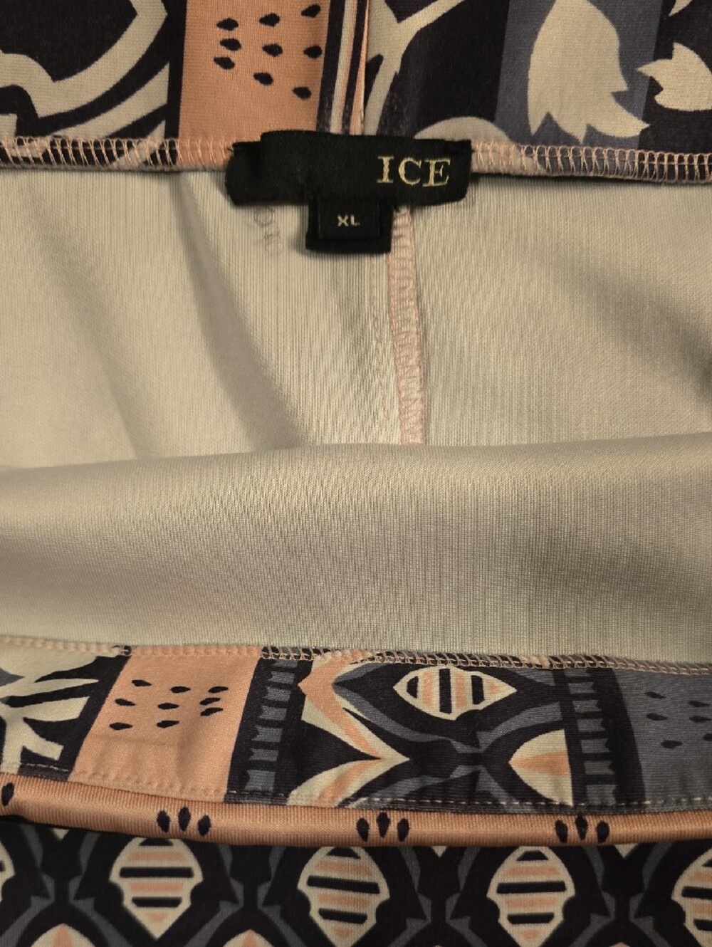 Ice Striped Floral Pencil Skirt in Pink, Navy, and Cream - Picture 3 of 3